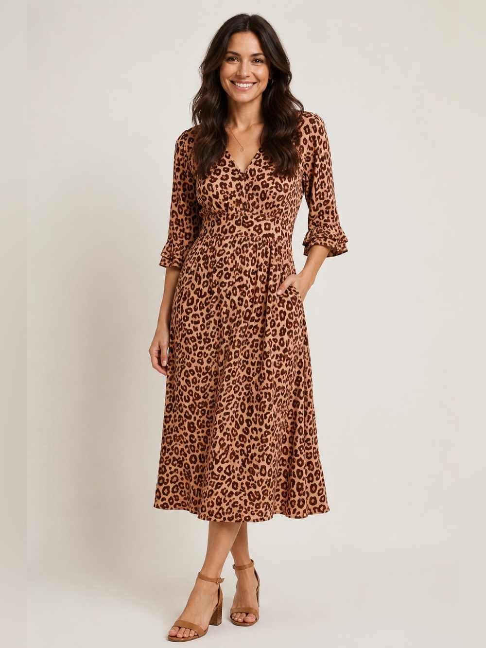 Scotch & Soda Animal Print V-neck Button Front Midi Dress Aloha Hula XSmall
